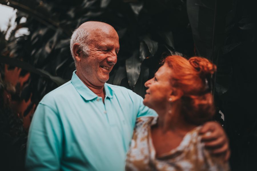 Senior couple smiling together